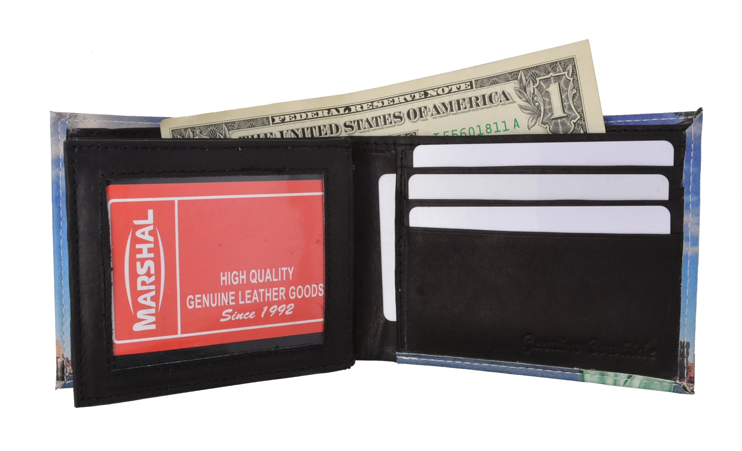 Statue of Liberty Men's Genuine Leather Bifold Multi Card ID Center Flap Wallet 1246-17