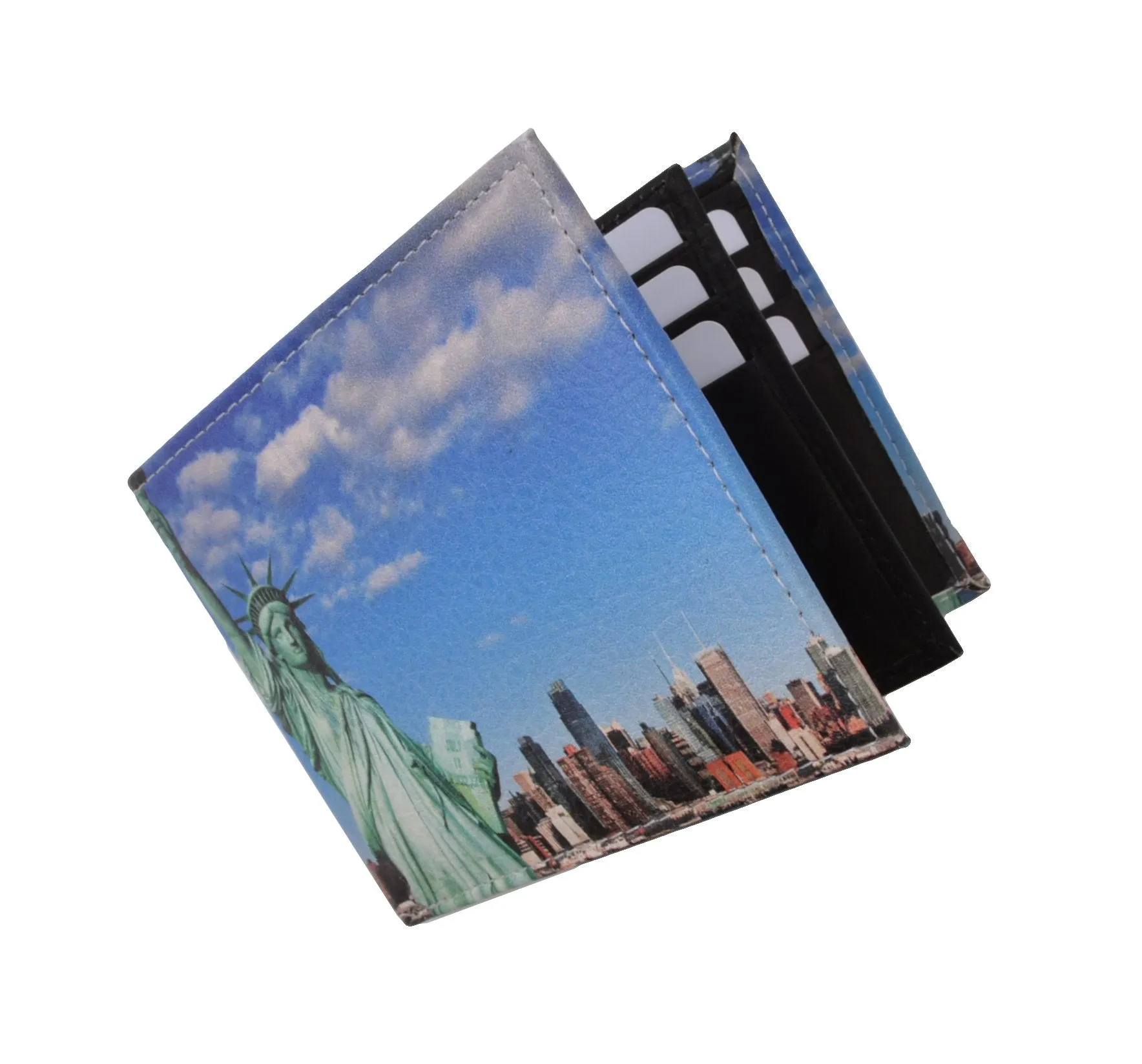 Statue of Liberty Men's Genuine Leather Bifold Multi Card ID Center Flap Wallet 1246-17