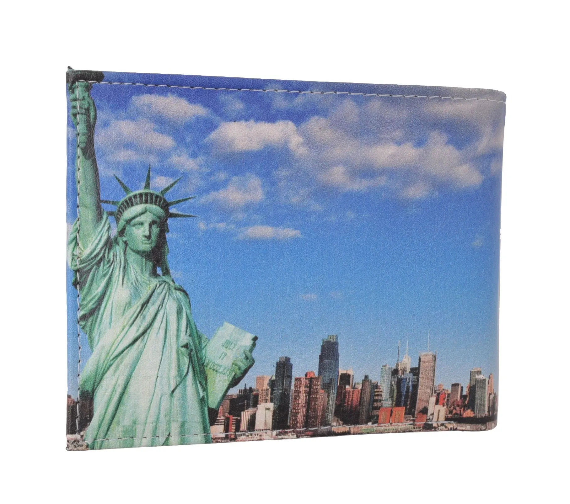 Statue of Liberty Men's Genuine Leather Bifold Multi Card ID Center Flap Wallet 1246-17