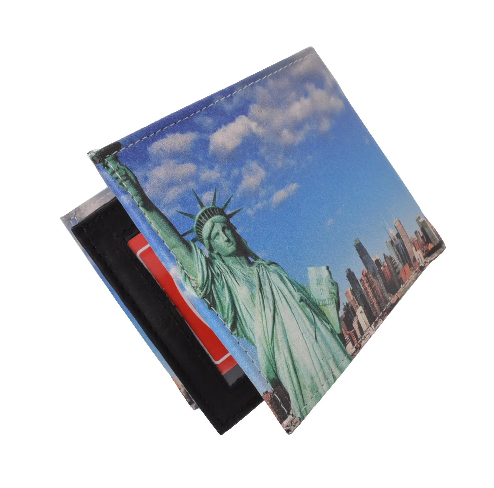 Statue of Liberty Men's Genuine Leather Bifold Multi Card ID Center Flap Wallet 1246-17