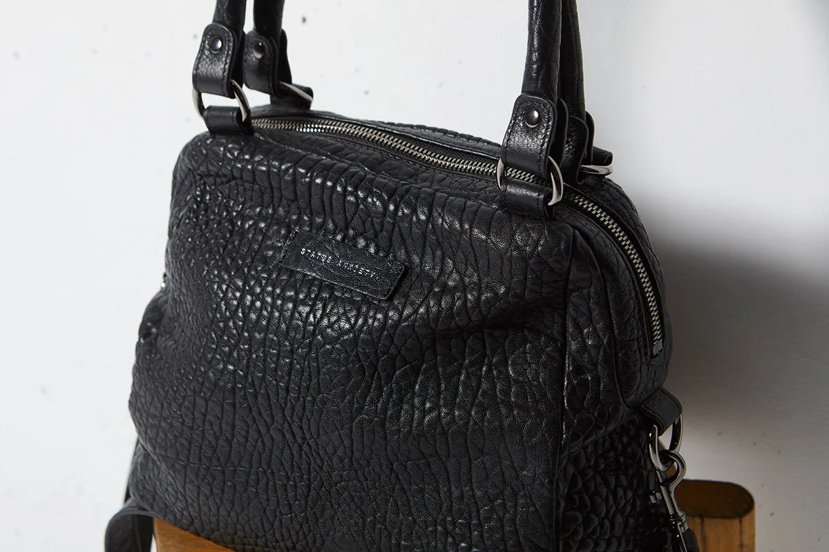 Status Anxiety WOMENS LAST MOUNTAINS LEATHER BAG - BLACK BUBBLE