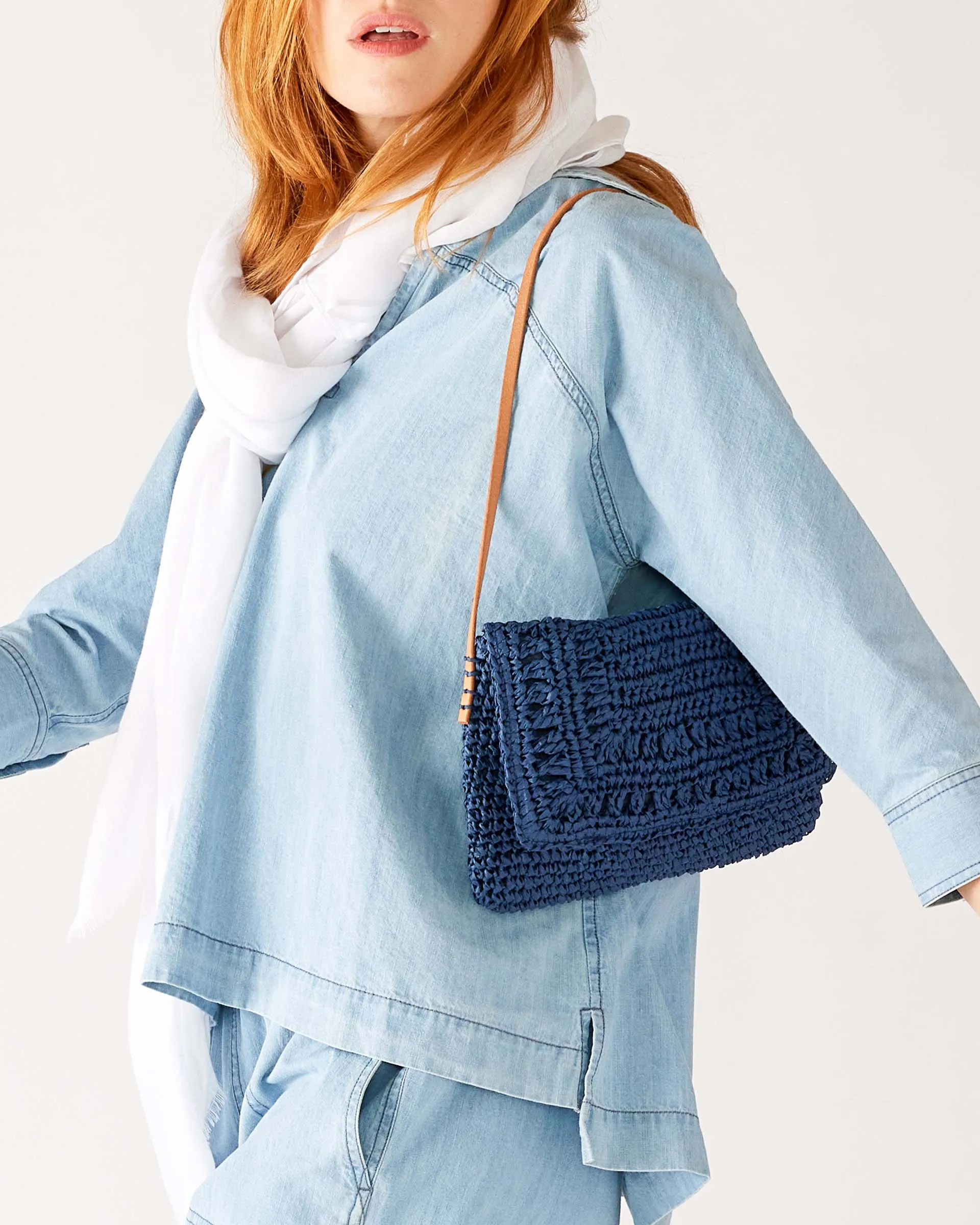 Sun Chaser Straw Pochette - Navy