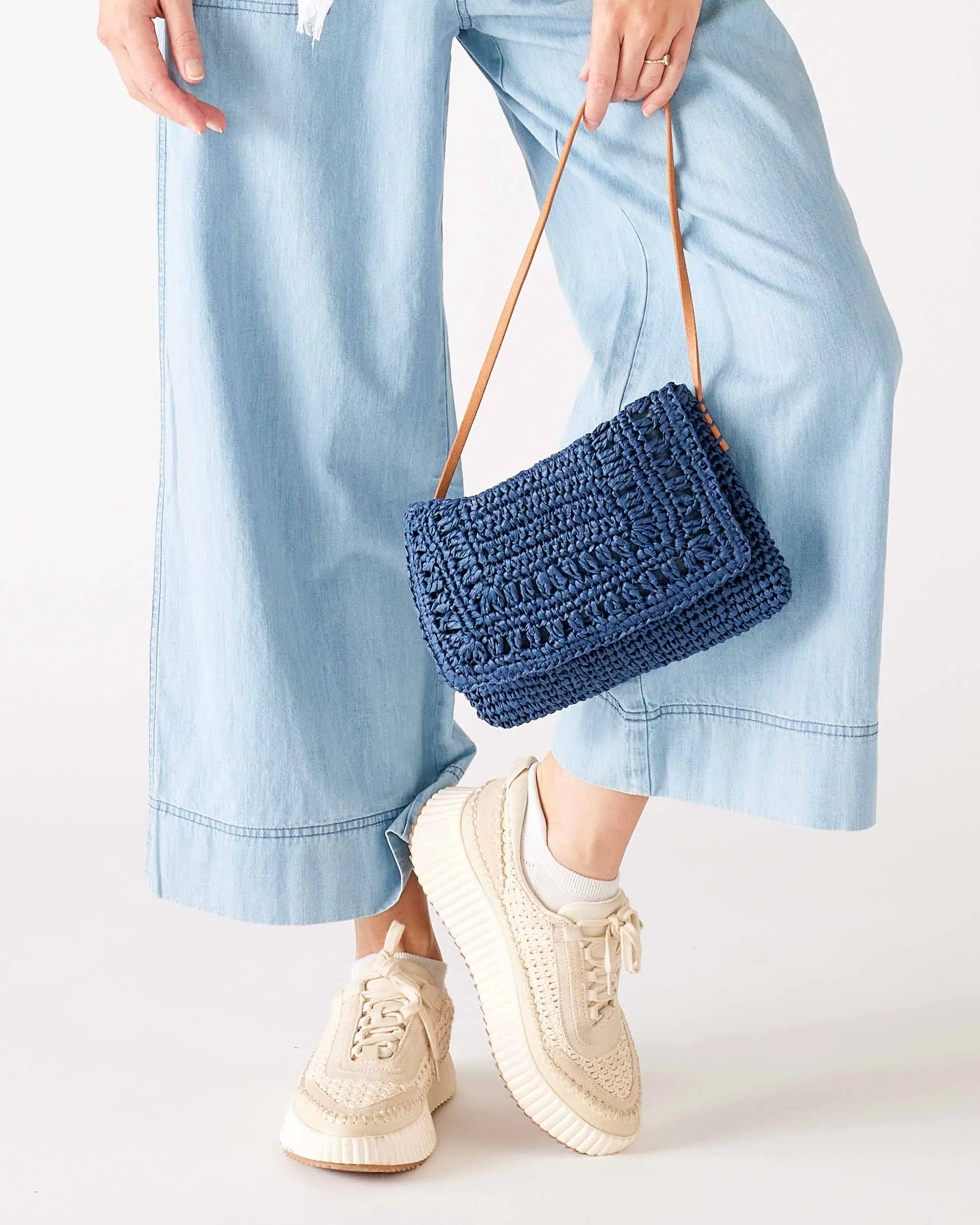 Sun Chaser Straw Pochette - Navy