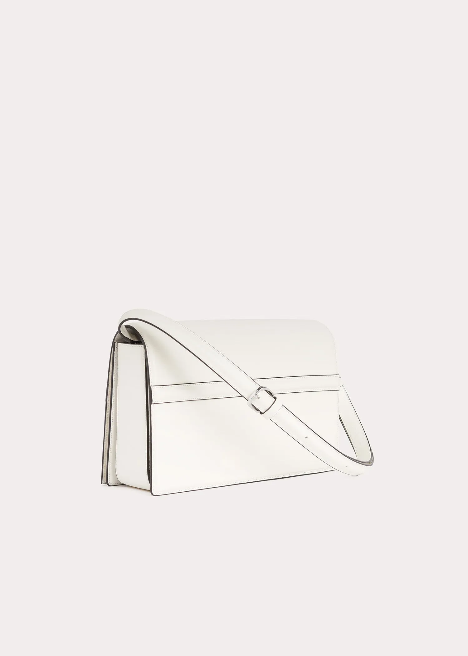 T-Flap leather bag milk