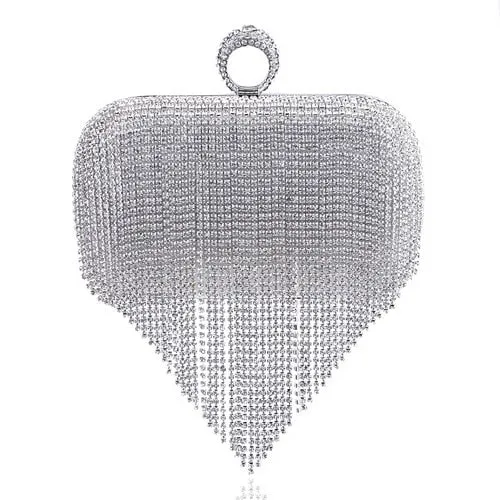 Tassel Rhinestones Day Clutch Evening Bag Chain Purse