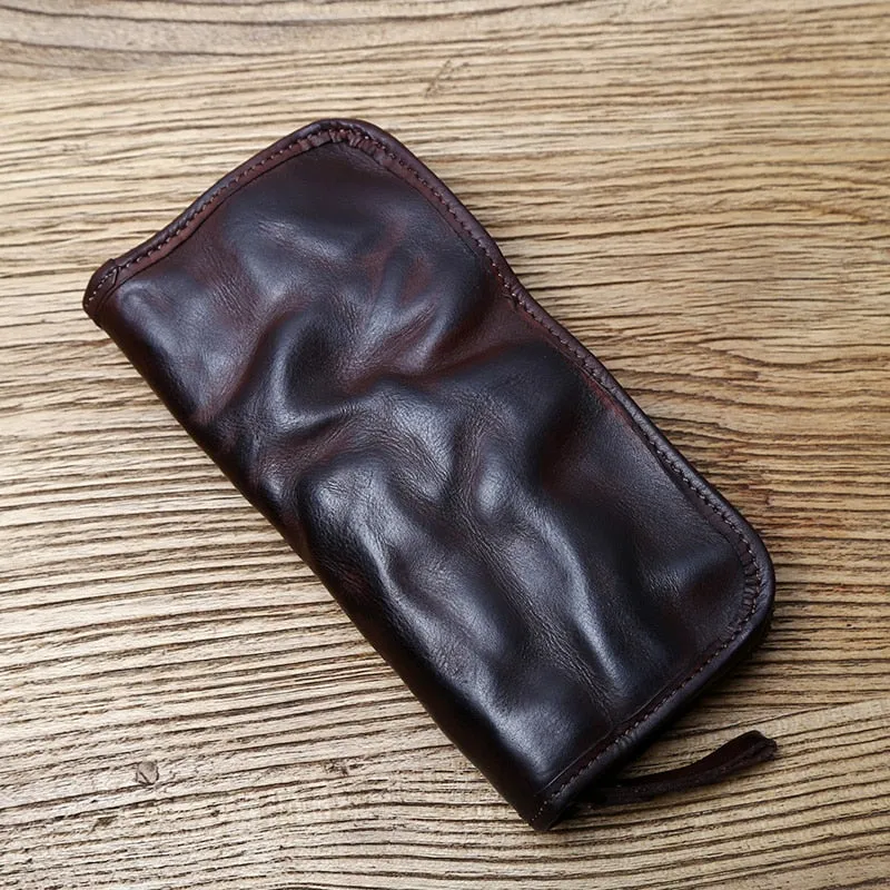 TEEK - Vintage Handmade Mens Leather Zipper Wallet