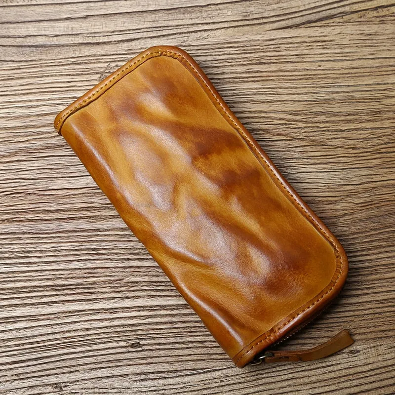 TEEK - Vintage Handmade Mens Leather Zipper Wallet