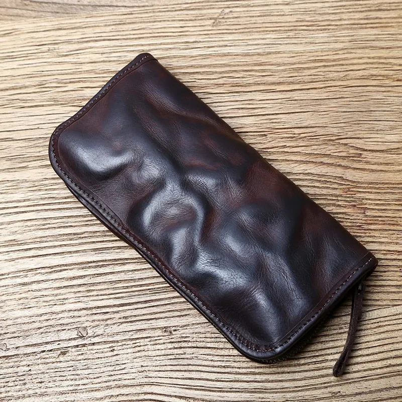 TEEK - Vintage Handmade Mens Leather Zipper Wallet