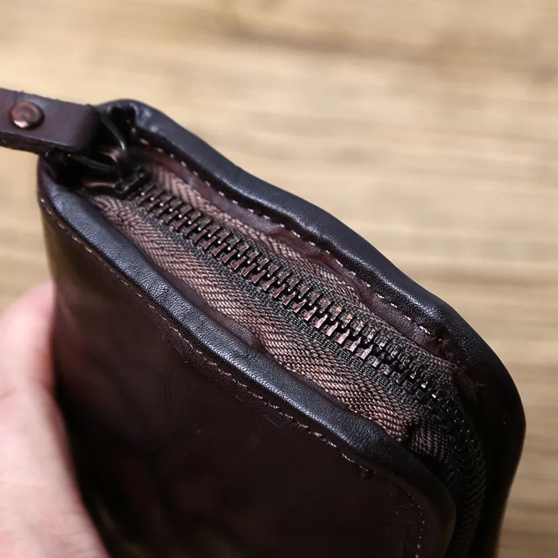 TEEK - Vintage Handmade Mens Leather Zipper Wallet