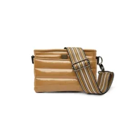 The Crossbody Bum Bag in Camel Patent