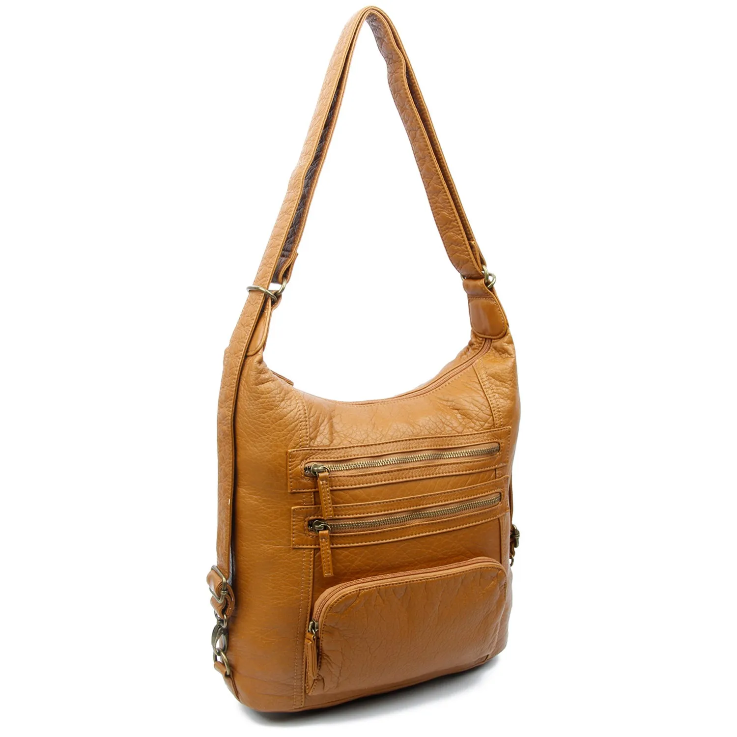 The Lisa Convertible Backpack Crossbody - Light Brown