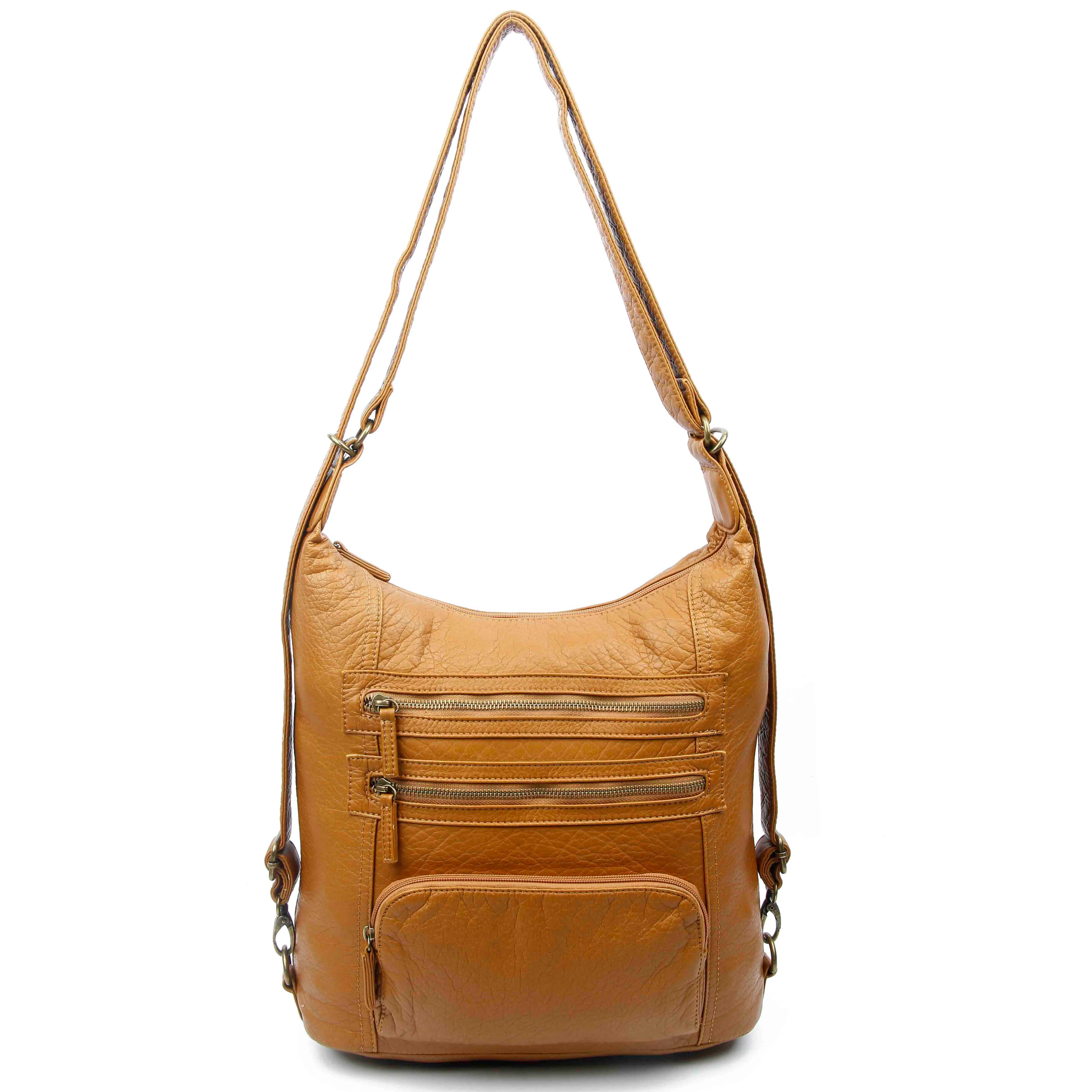 The Lisa Convertible Backpack Crossbody - Light Brown