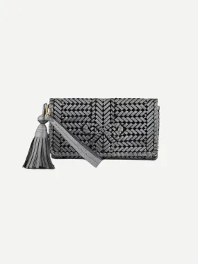 The Neeson Tassel Clutch in Anthracite