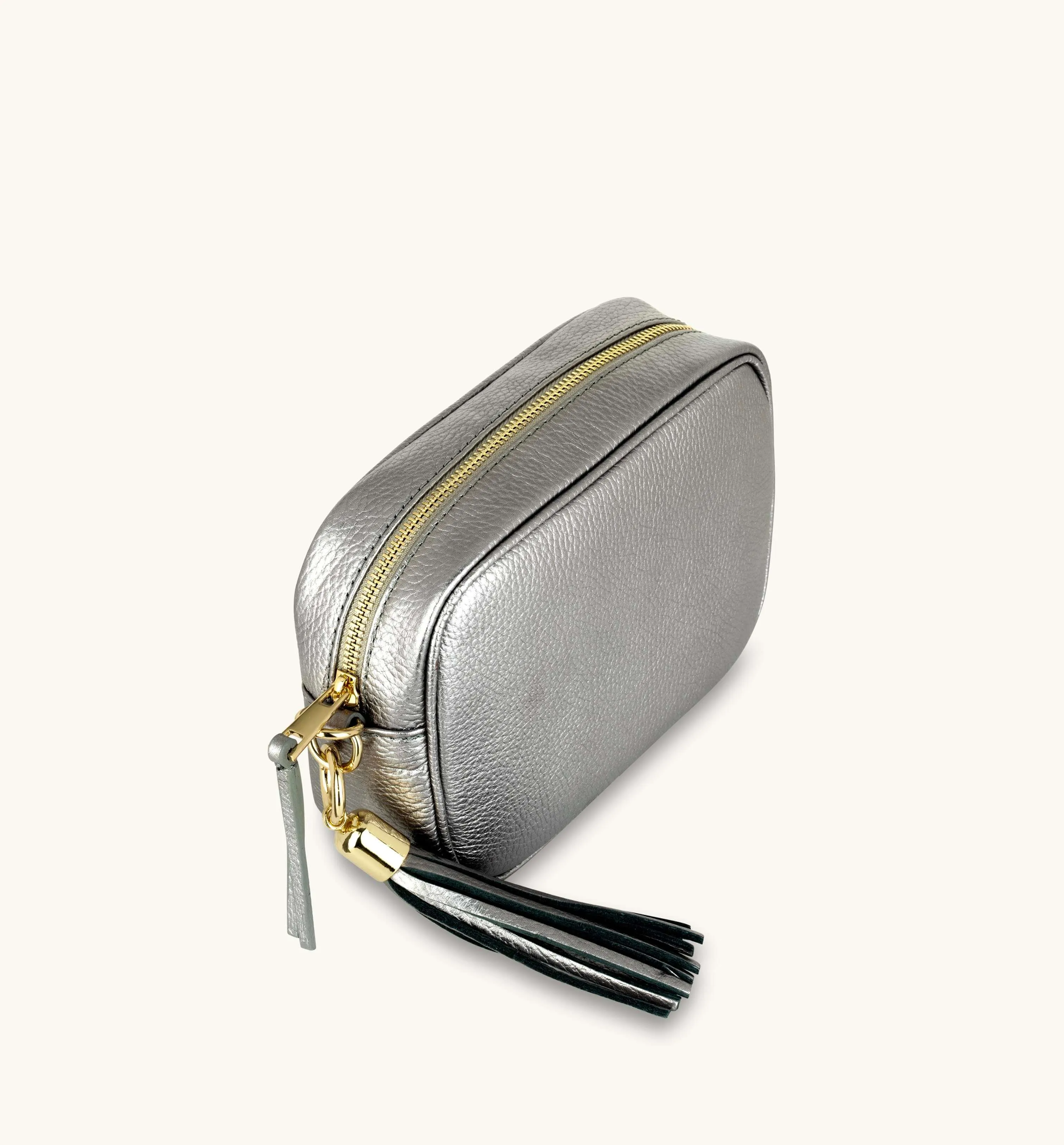 The Tassel Pewter Leather Crossbody Bag