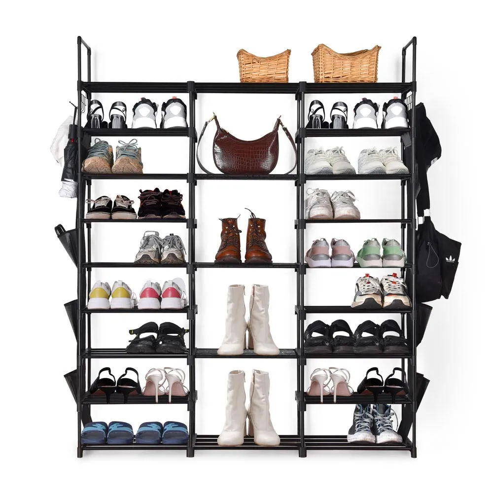 TheLAShop 9-Tier Shoe Rack Black Tall Metal Shoe Storage 42 Pairs