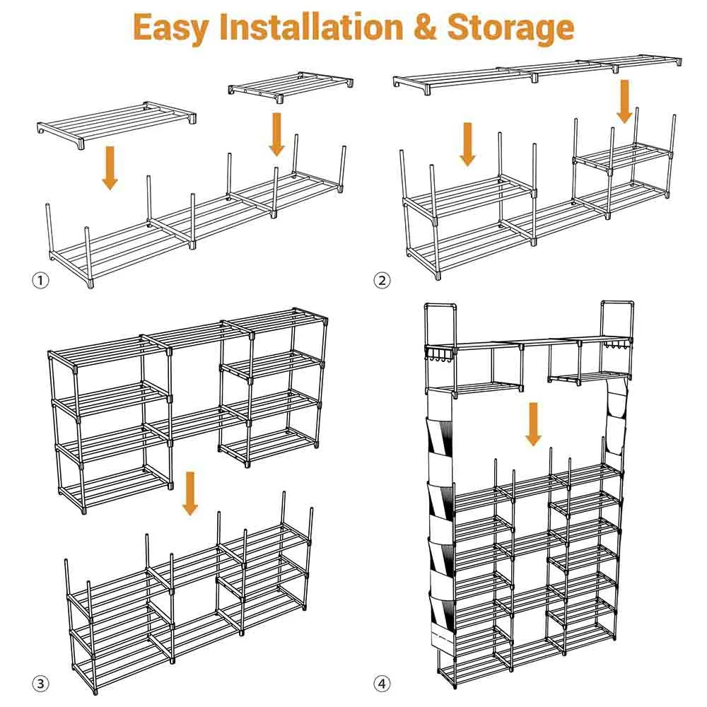 TheLAShop 9-Tier Shoe Rack Black Tall Metal Shoe Storage 42 Pairs