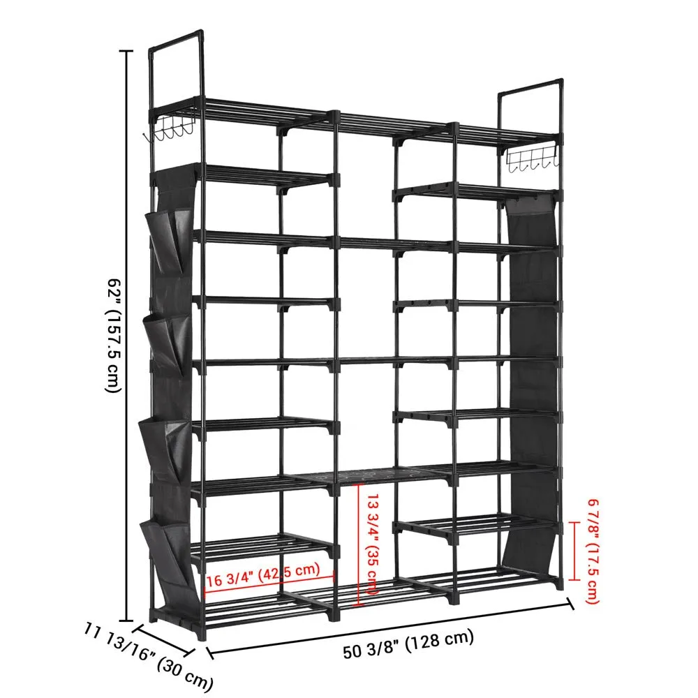 TheLAShop 9-Tier Shoe Rack Black Tall Metal Shoe Storage 42 Pairs