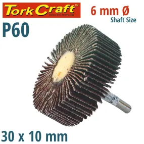 TORK CRAFT FLAP WHEEL 30 X 10 X 6MM SHAFT 60 GRIT PER EACH (100 PER BOX) ABRF301060