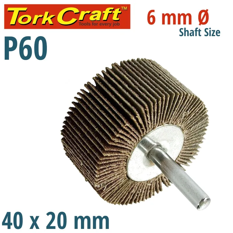 TORK CRAFT FLAP WHEEL 40 X 20 X 6MM SHAFT 80 GRIT PER EACH (50 PER BOX) ABRF402080