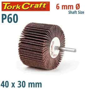 TORK CRAFT FLAP WHEEL 40 X 30 X 6MM SHAFT 60 GRIT PER EACH (35 PER BOX) ABRF403060