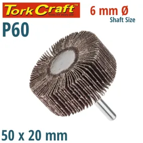 TORK CRAFT FLAP WHEEL 50 X 20 X 6MM SHAFT 60 GRIT PER EACH (30 PER BOX) ABRF502060