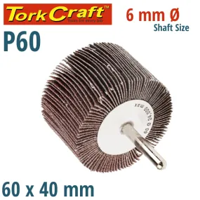 TORK CRAFT FLAP WHEEL 60 X 40 X 6MM SHAFT 60 GRIT PER EACH (12 PER BOX) ABRF604060