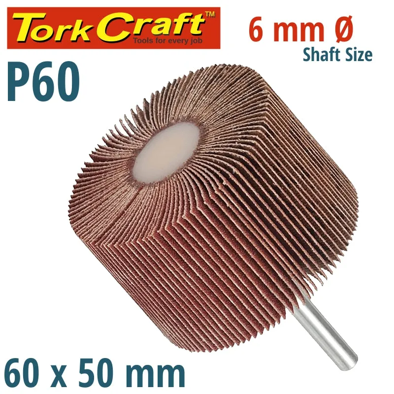 TORK CRAFT FLAP WHEEL 60 X 50 X 6MM SHAFT 60 GRIT PER EACH (8 PER BOX) ABRF605060