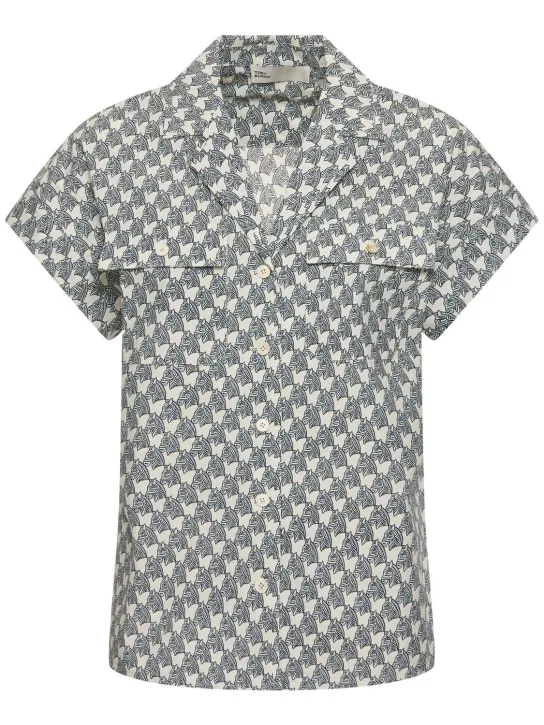 Tory Burch   Printed cotton poplin camp shirt 