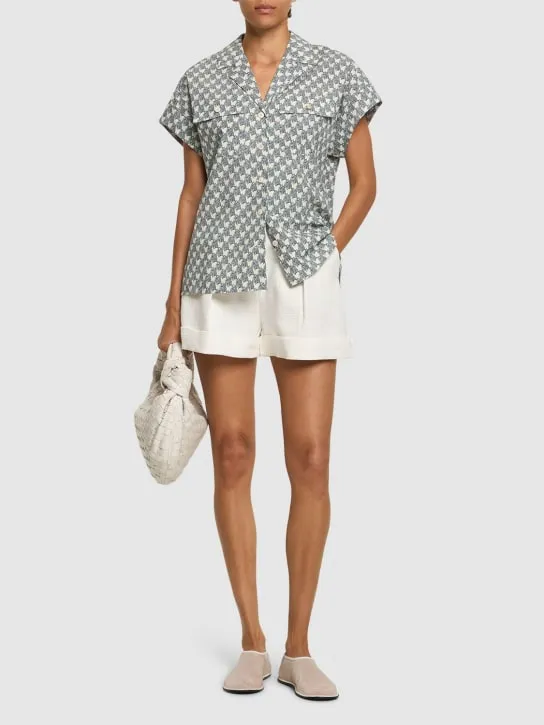 Tory Burch   Printed cotton poplin camp shirt 