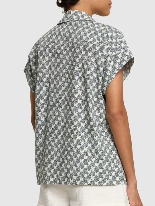 Tory Burch   Printed cotton poplin camp shirt 