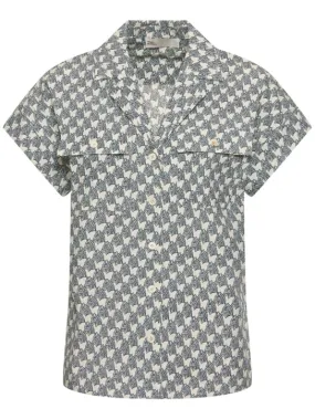 Tory Burch   Printed cotton poplin camp shirt 