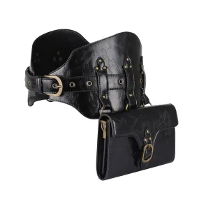 Unisex Steampunk Buckle Splice Square Waist Bag