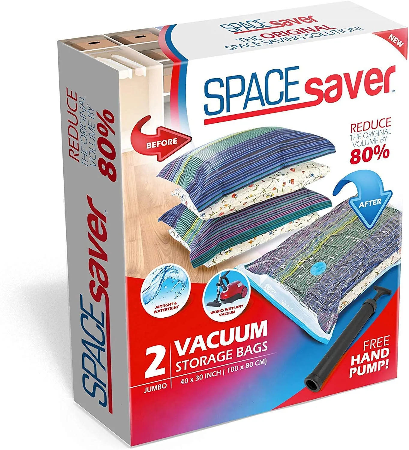 Vacuum Storage Bags (Jumbo 2 Pack) Save 80% On Clothes Storage Space - Vacuum