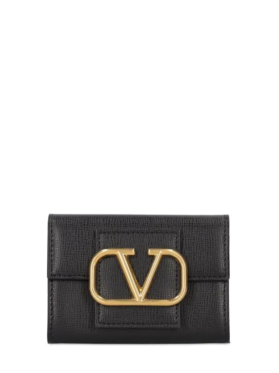 Valentino Garavani   Vlogo grained leather card holder 