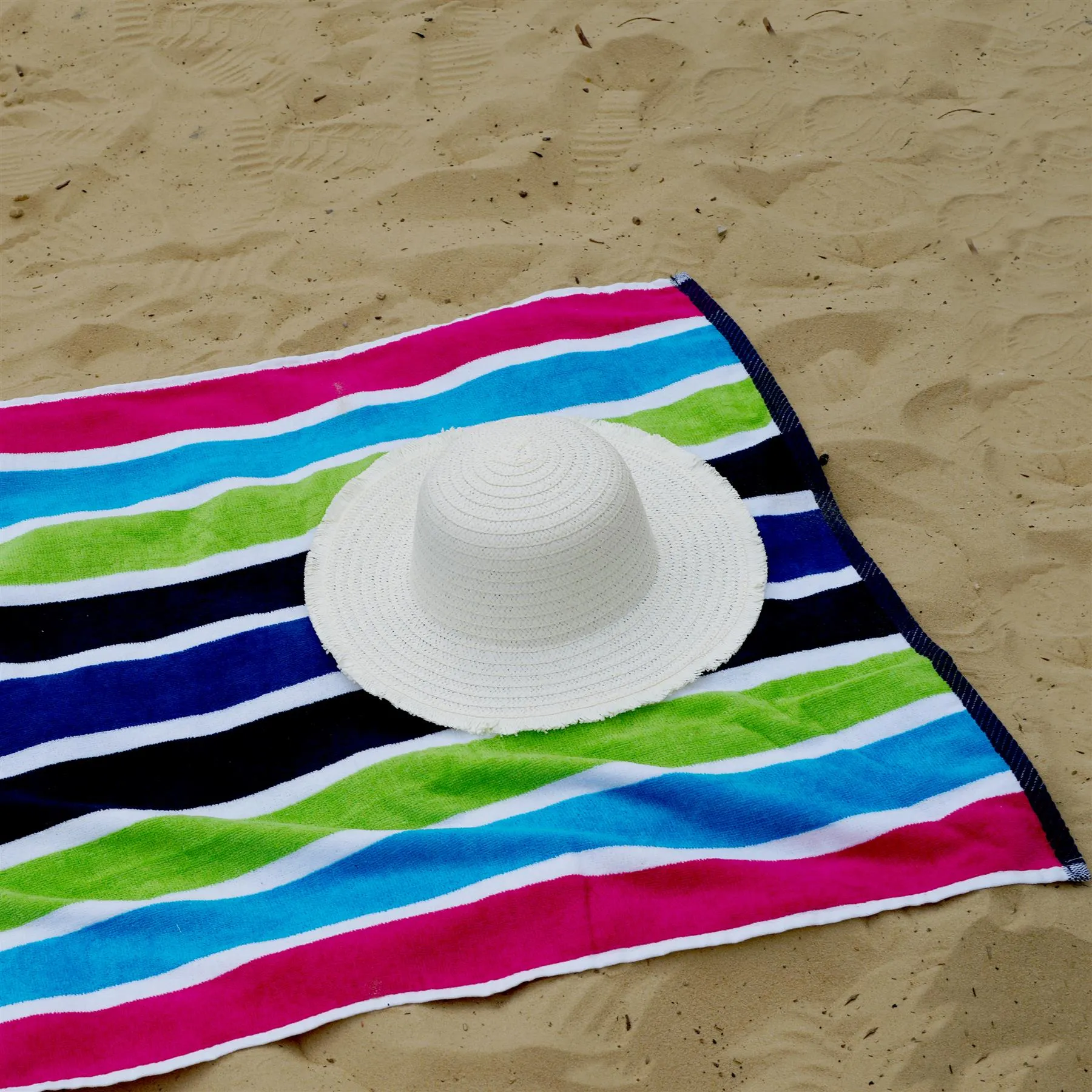 Velour Striped Beach Towel Sanguine