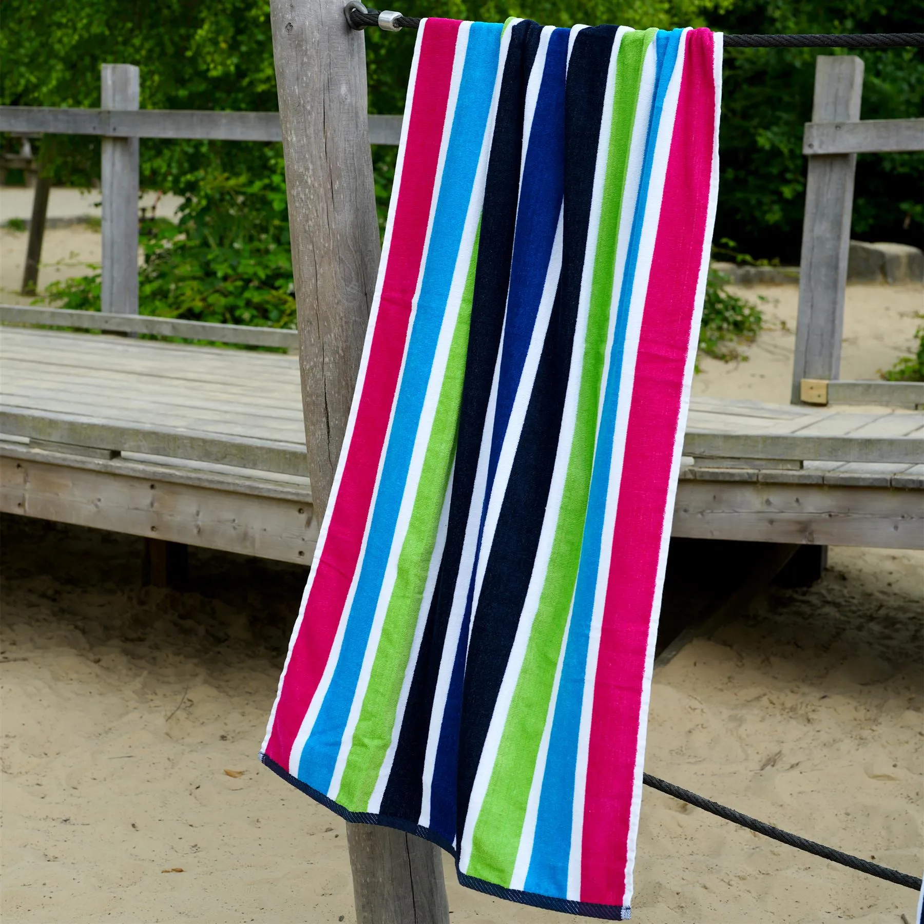 Velour Striped Beach Towel Sanguine