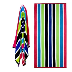 Velour Striped Beach Towel Sanguine