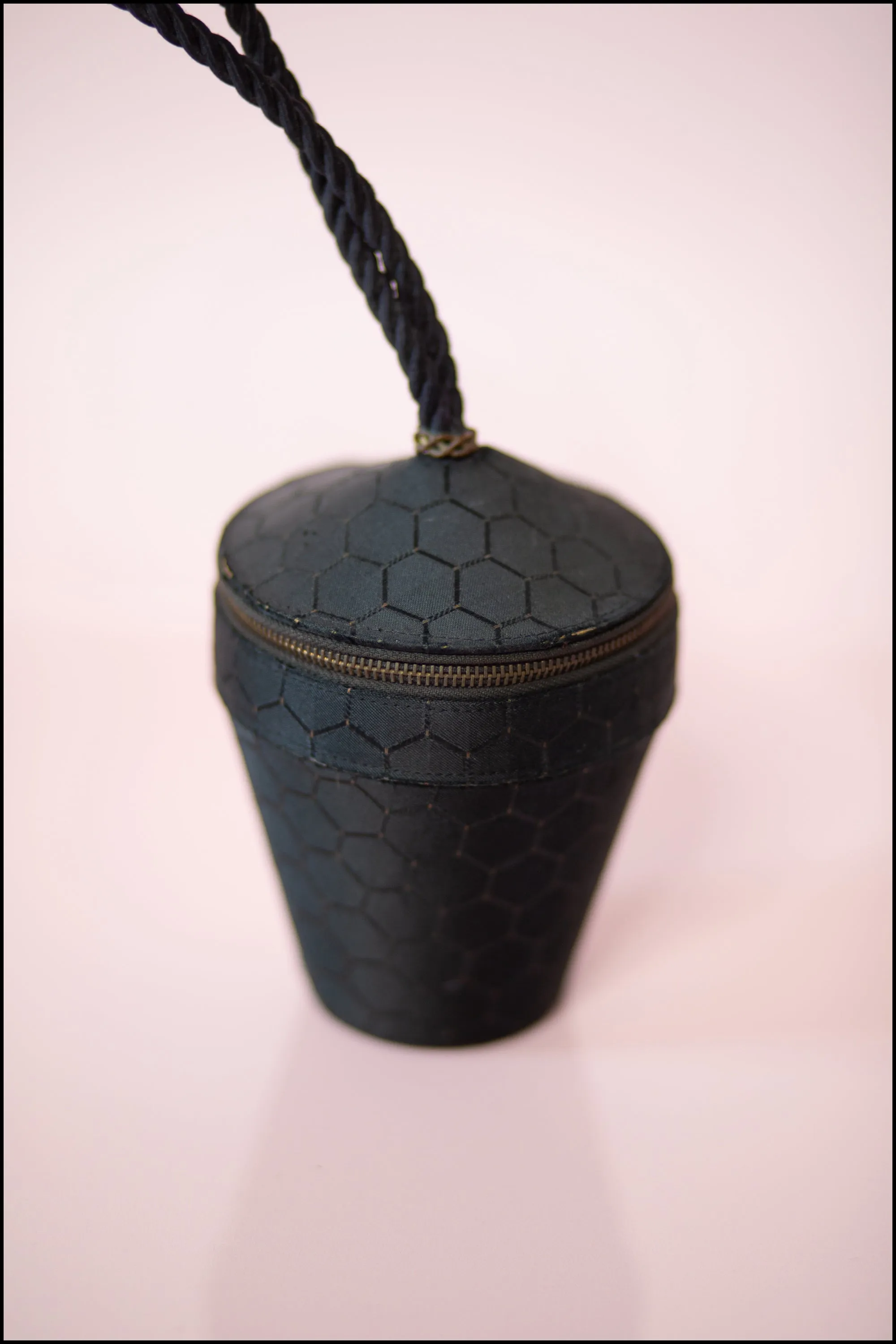 Vintage 1950s Black Silk 'Honey Pot' Evening Bag