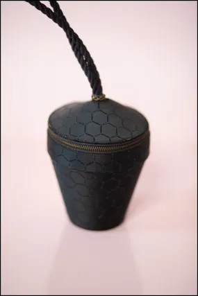 Vintage 1950s Black Silk 'Honey Pot' Evening Bag