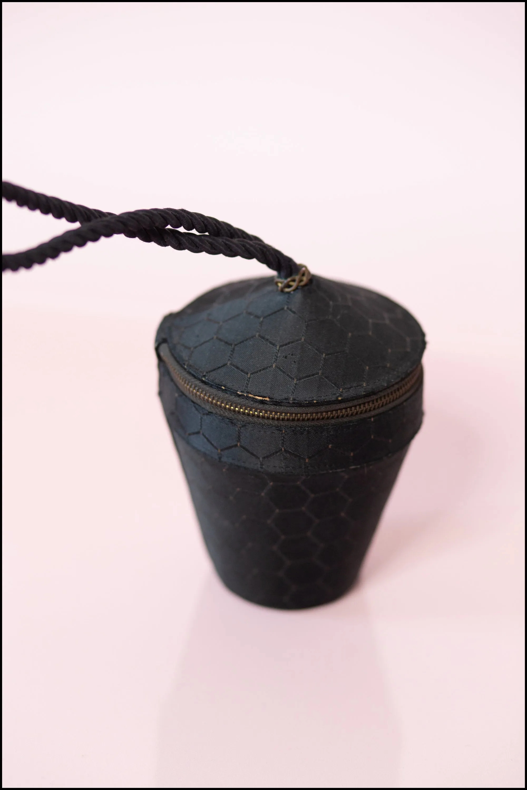 Vintage 1950s Black Silk 'Honey Pot' Evening Bag