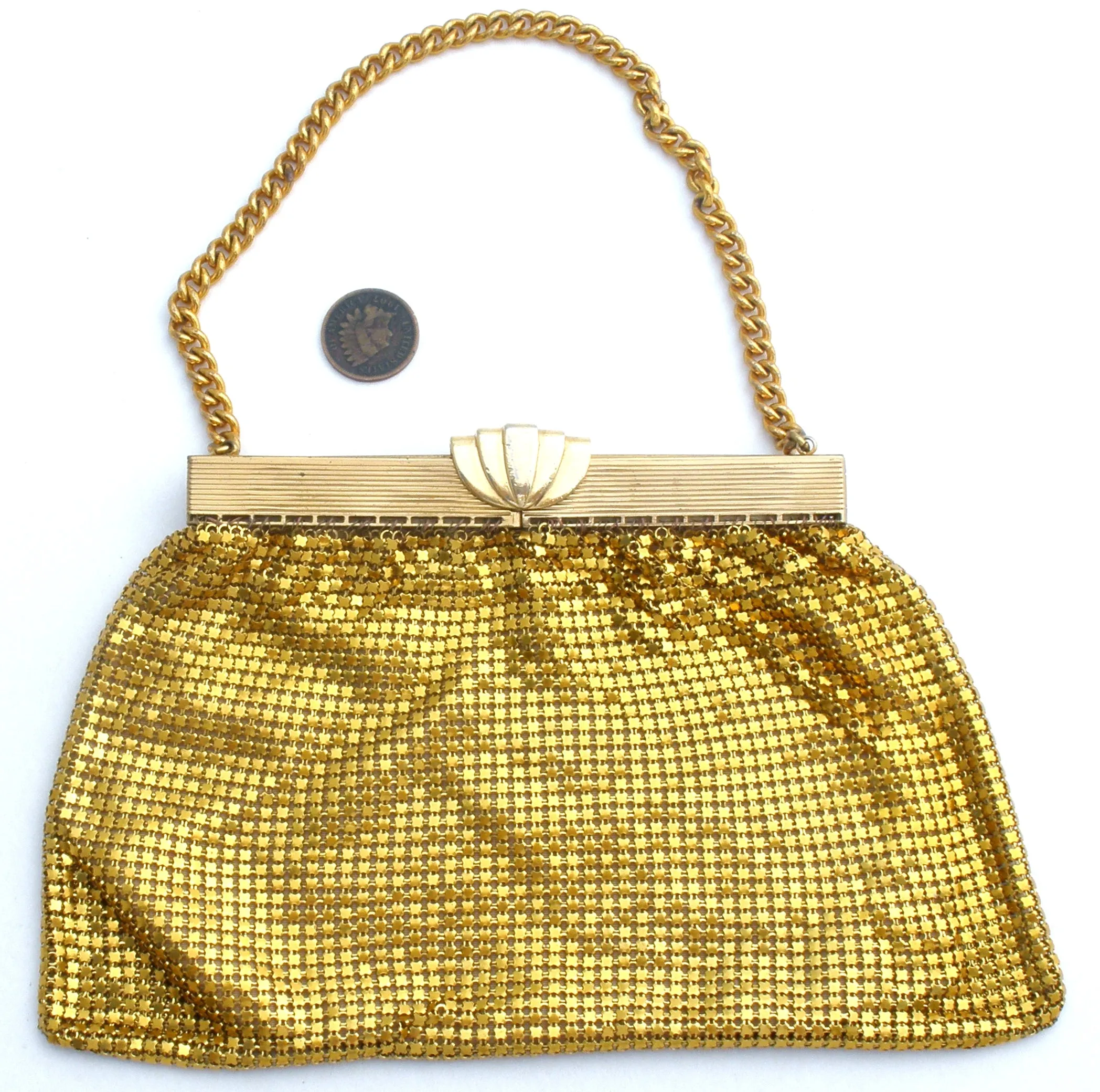 Vintage Gold Tone Metal Mesh Purse