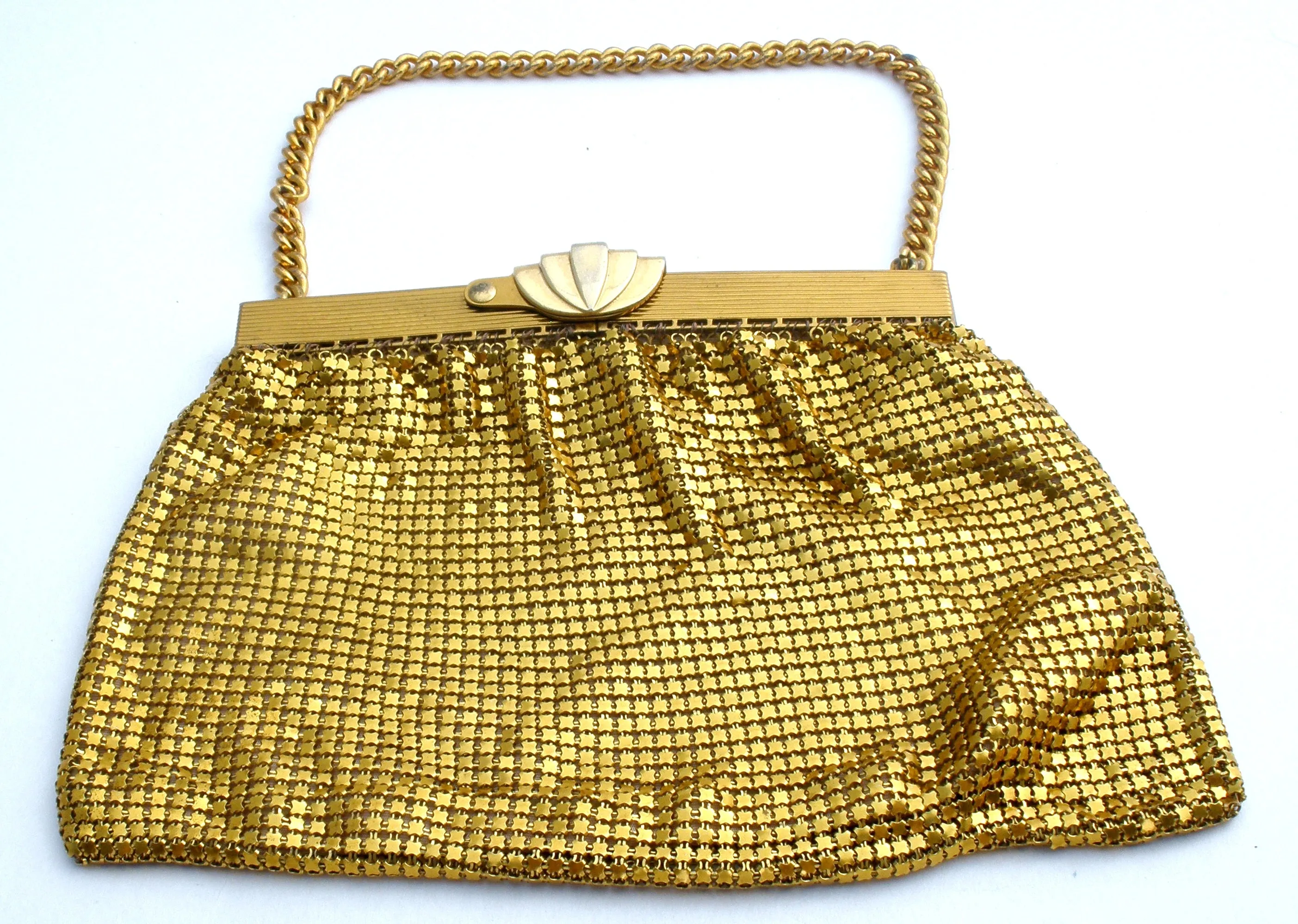 Vintage Gold Tone Metal Mesh Purse