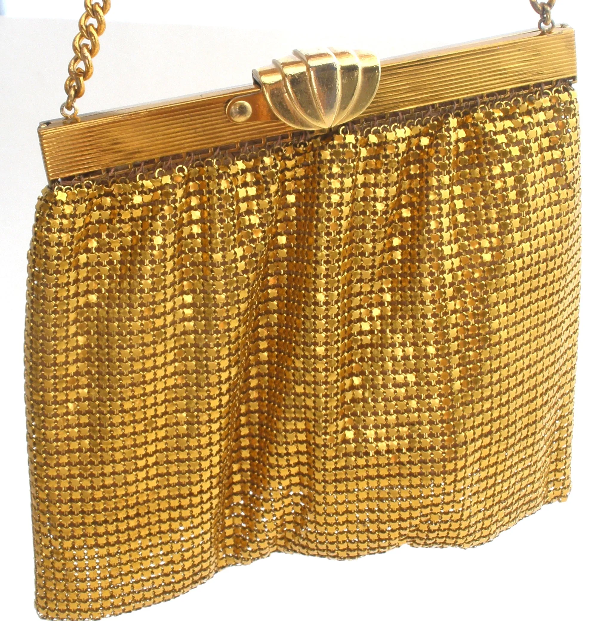 Vintage Gold Tone Metal Mesh Purse