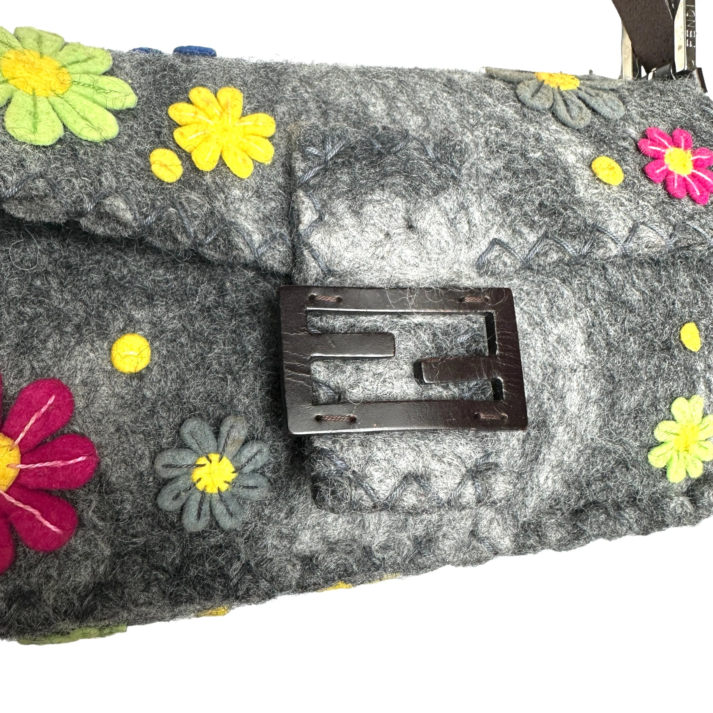 Vintage Grey Wood Floral Baguette