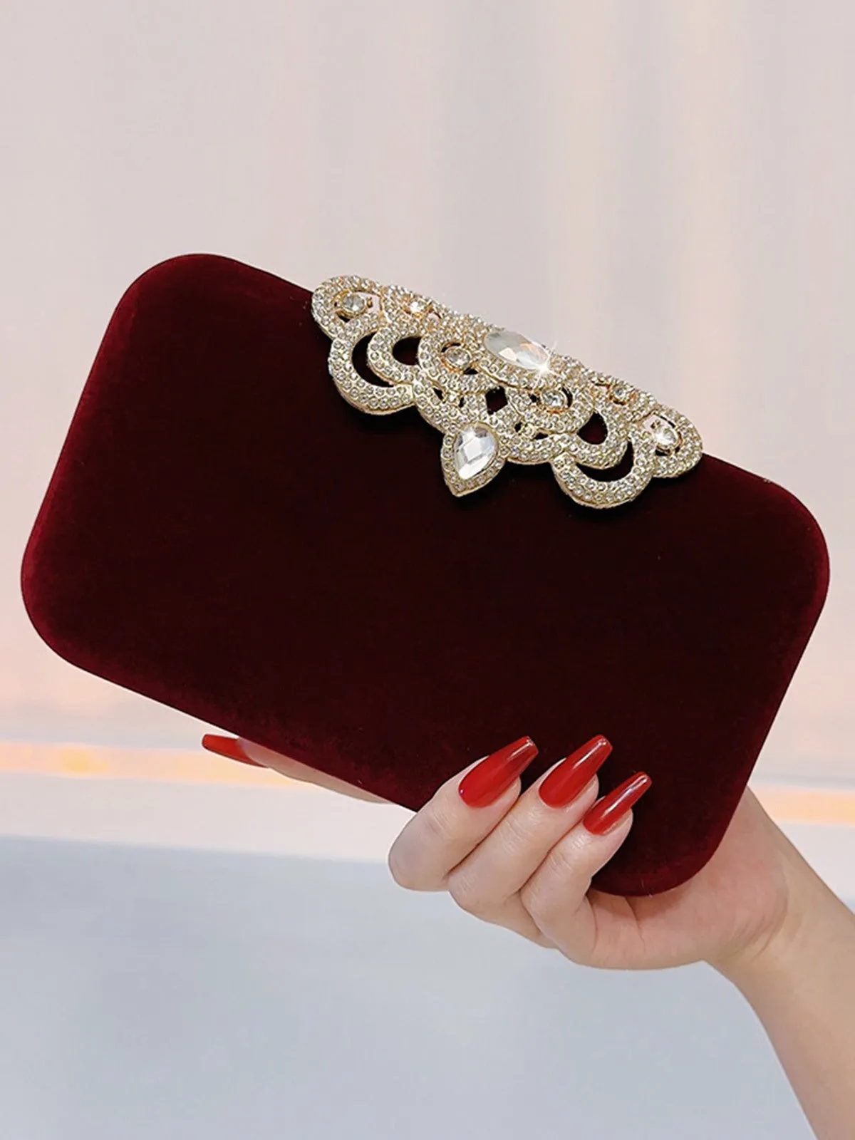 Vintage Rhinestoned Velvet Evening Hand Bag