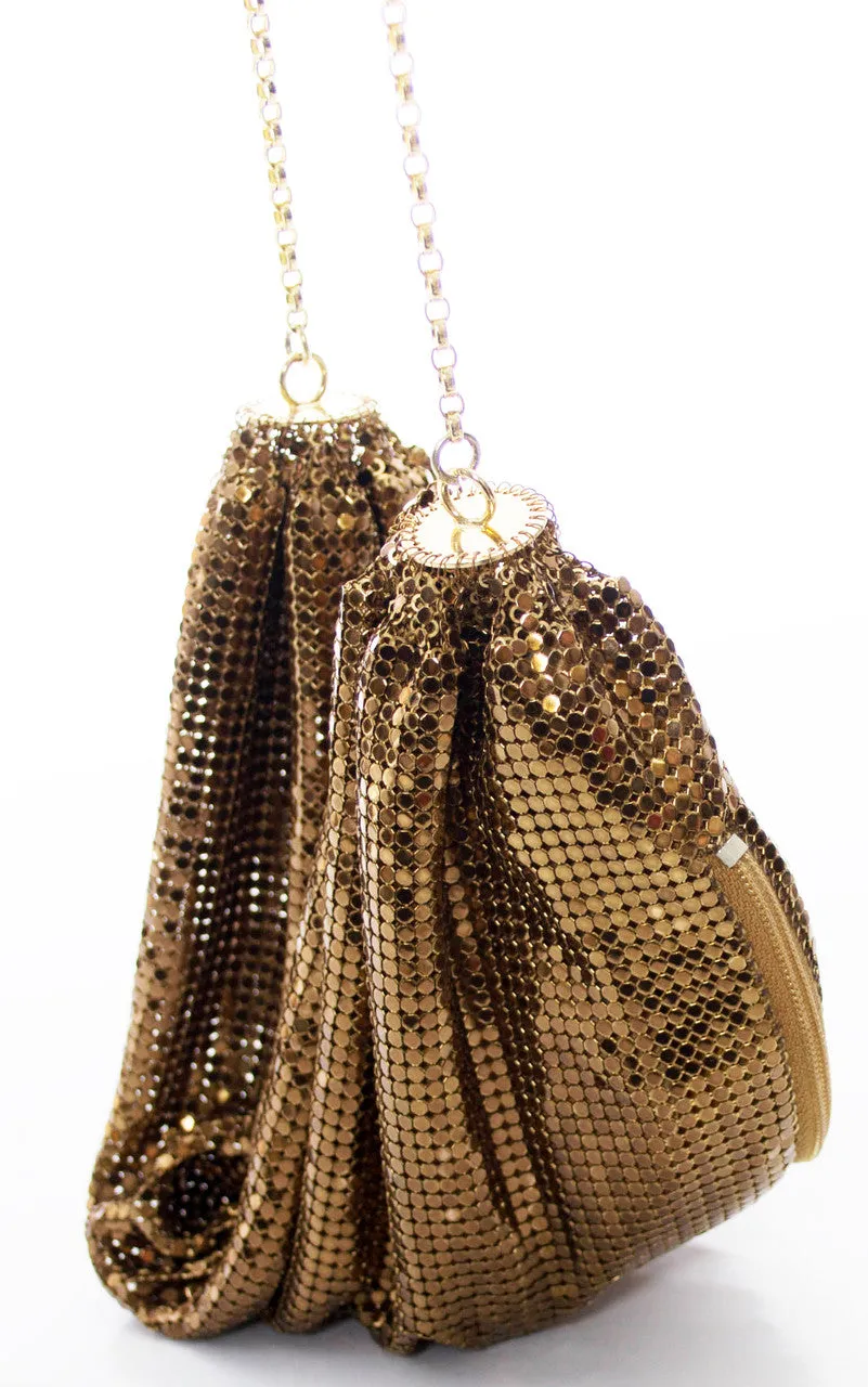 Vintage Whiting and Davis bronze mesh slouch bag Studio 54 chic