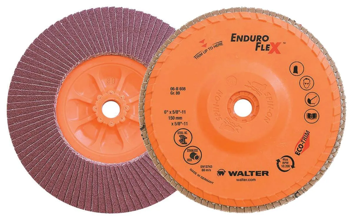 Walter 06B608 6" 80 Grit Spin-On Enduro-Flex Flap Disc