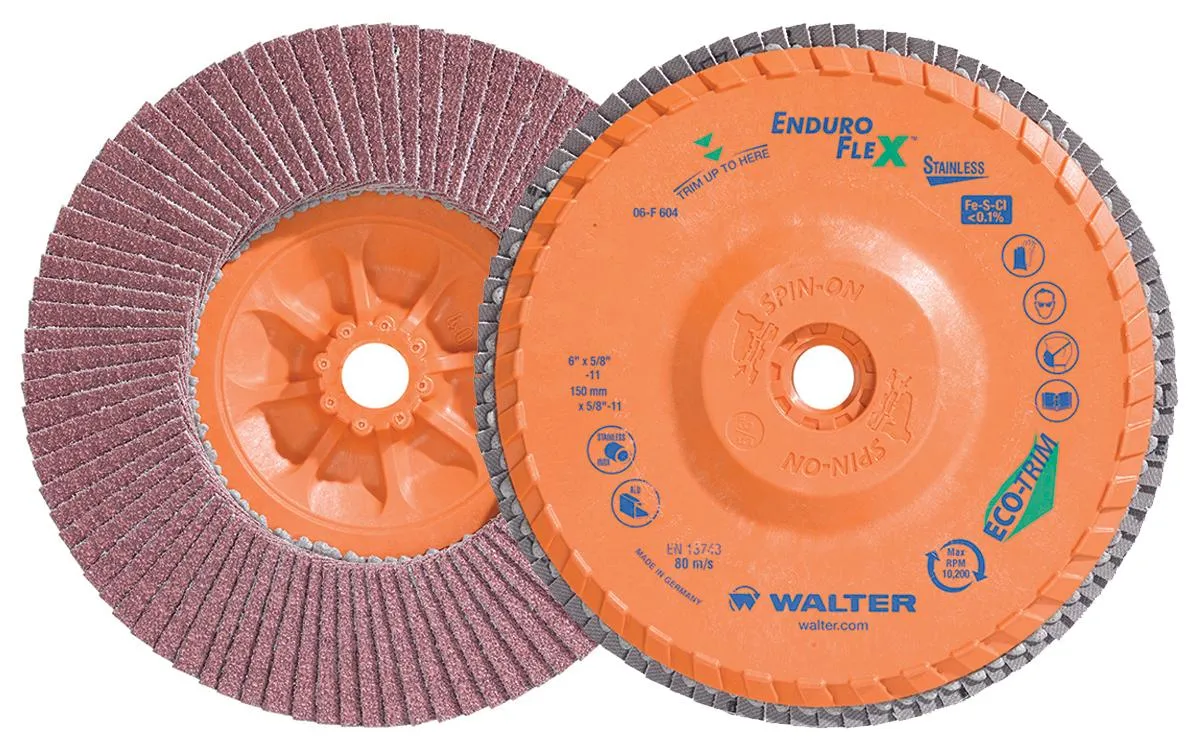 Walter 06F604 6" 40 Grit Spin-On Enduro Flex Stainless Flap Disc