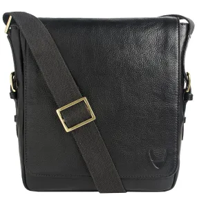 William Vertical Leather Messenger in Black