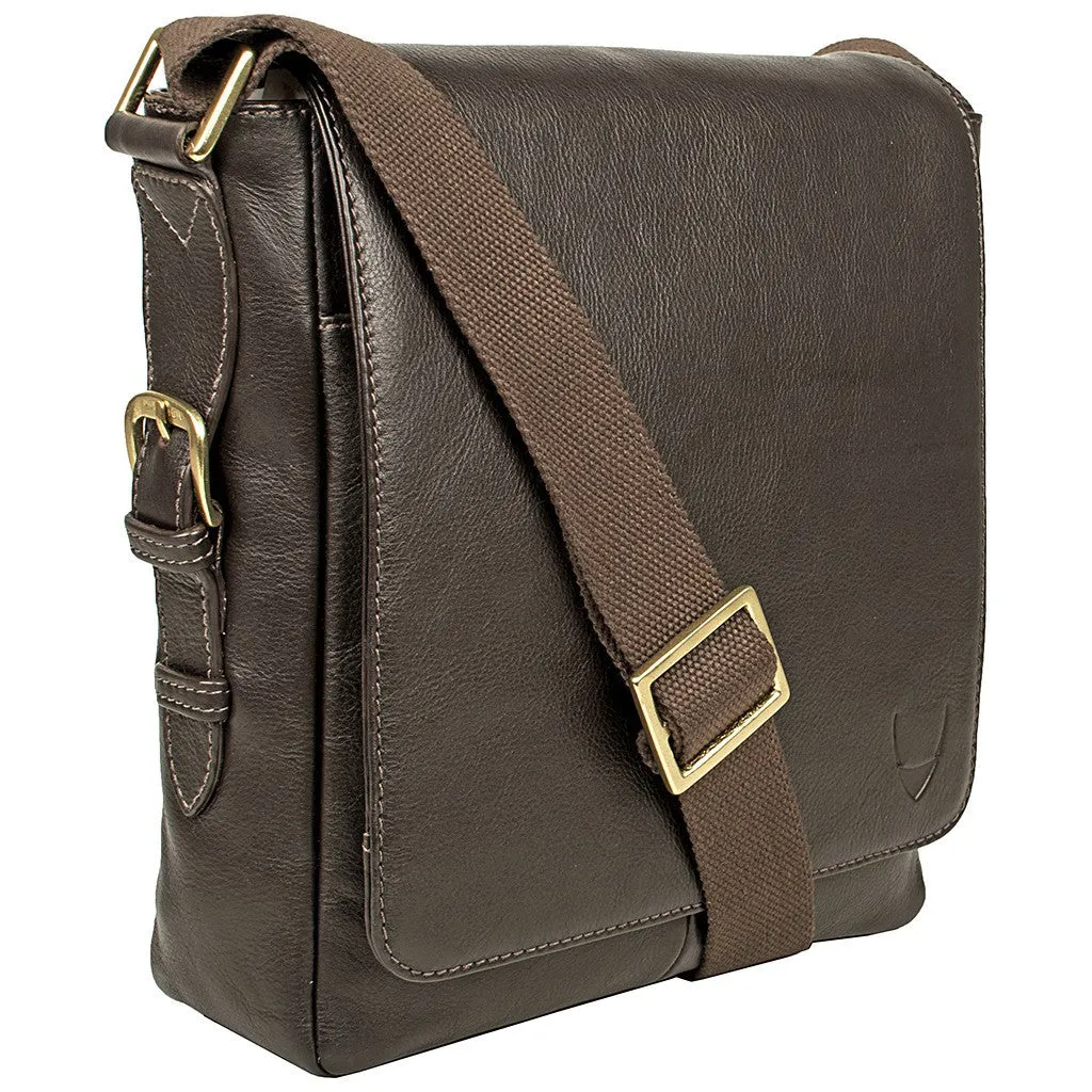 William Vertical Leather Messenger in Brown